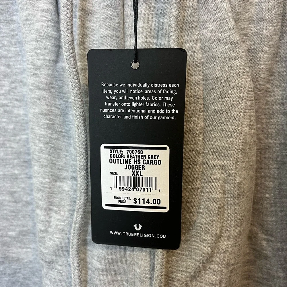 NWT True Religion Gray Joggers with Blue Logo